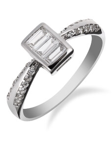 Stříbrný prsten se třemi obdélníky a zirkony - Meucci SS171R