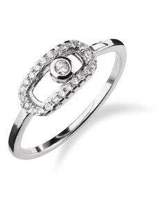 Stříbrný prsten s malým kulatým zirkonem a zirkony okolo - Meucci SR118