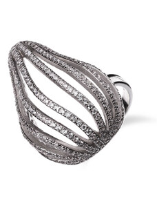 Stříbrný prsten s řadami zirkonů - Meucci SS258R