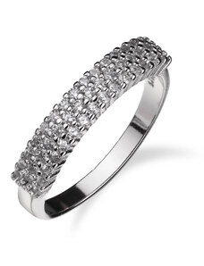 Stříbrný prsten s řadami kubickým zirkonů - Meucci SS275R