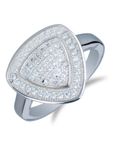 Stříbrný prsten s trojúhelníkem a zirkonky - Meucci SM07R