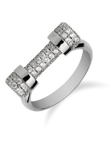 Stříbrný výrazný prsten posázený zirkony - Meucci SR056