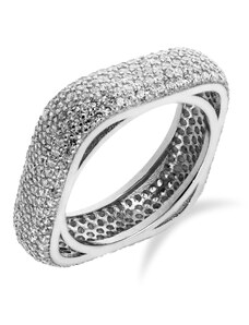 Luxusní stříbrný prsten se stovkami čirých zirkonů - Meucci SS100R