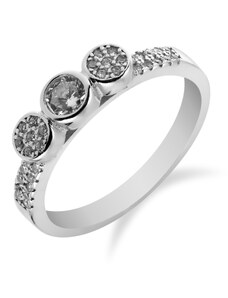 Stříbrný zajímavý prsten s mnoha zirkony - Meucci SR036