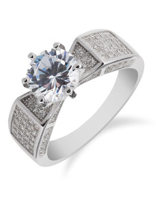 Stříbrný rhodiovaný prsten se zirkonem - Meucci SR082