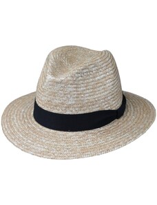 Fiebig Cestovní slaměný klobouk z pletené slámy s grosgrainovou stuhou