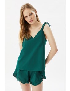 Trendyol Green Collar Detailed Pajamas Set