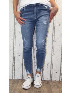 Italy Moda Dámské pružné džíny Skiny - velké - modré - Vel. M-5XL 34/2XL