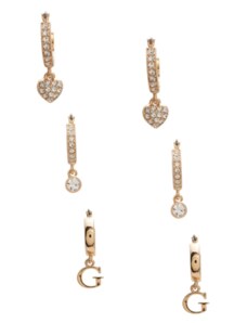 GUESS náušnice Huggie Hoop Earrings Set zlaté, 13736