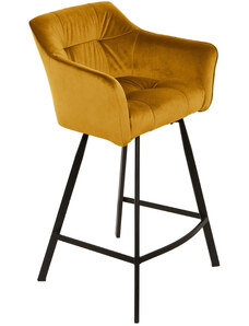 Moebel Living Hořčicově žlutá sametová barová židle Trudy 76 cm