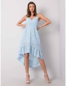 BASIC Modré dámské děrované letní šaty na ramínka -blue Světle modrá