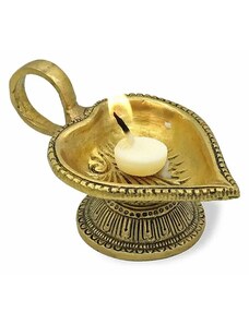 Nefertitis Svícen mosaz na čajové a ghee svíčky Diya Srdce - 4 x 11 cm