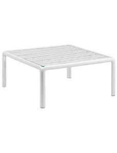 Nardi Bílý plastový zahradní konferenční stolek Komodo Tavolino Vetro 70 x 70 cm