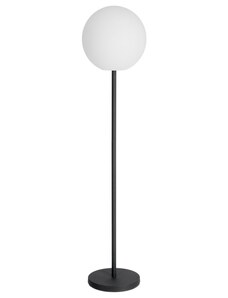 Bílá plastová stojací LED lampa Kave Home Dinesh 155 cm s černou podnoží