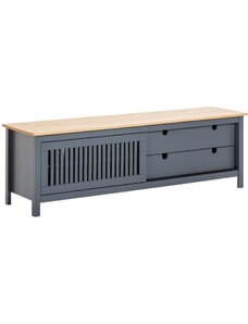 Antracitově šedý borovicový TV stolek Marckeric Bruna 158 x 40 cm