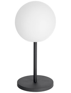 Bílá plastová stolní LED lampa Kave Home Dinesh s černou podnoží