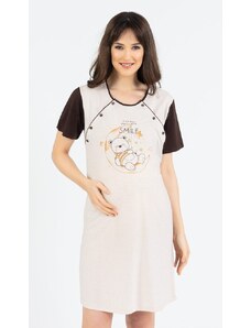 Vienetta Dámská noční košile mateřská Méďa Smile - hnědá