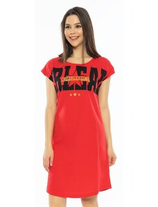 Vienetta Dámská noční košile s krátkým rukávem Cheerleading - červená