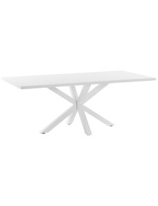 Bílý jídelní stůl Kave Home Argo 180 x 100 cm s bílou kovovou podnoží