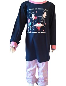 CALVI-Dívčí pyžamo Králíček s květinou tmavě modré