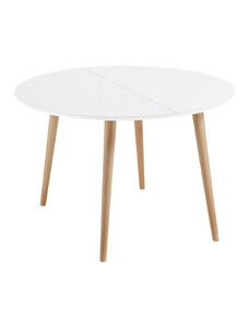 Bílý lakovaný rozkládací jídelní stůl Kave Home Oqui 120/200 x 120 cm