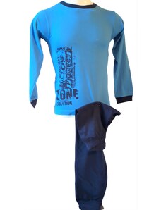 CALVI-Chlapecké pyžamo Jednobarevné 1 světle modré
