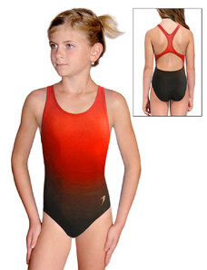 Ramisport Dívčí sportovní plavky jednodílné PD623 t122 černočervená ombré