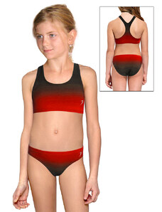 Ramisport Dívčí sportovní plavky dvoudílné PD658 t122 černočervená ombré