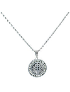 BM Jewellery Dámský náhrdelník 2,5 cm strom života se zirkony z chirurgické oceli S11078090