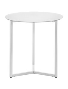 Bílý skleněný kulatý odkládací stolek Kave Home Raeam 50 cm