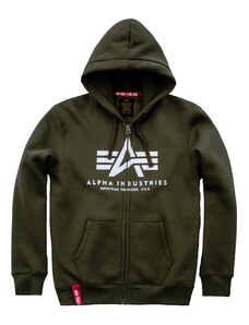 Alpha Industries mikina | Basic Hoody na zip tm. zelená (dark green) M