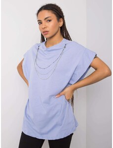 Fashionhunters Modré tričko s náhrdelníkem Arianna RUE PARIS
