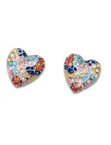 Náušnice s krystaly Swarovski Oliver Weber Gaudí Heart Pin RH multi