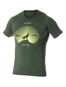 Brubeck pánské tričko krátký rukáv Outdoor wool green vlk