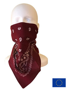 Lung Dragon Productions Vínově červený paisley NANO Bandana šátek s vyměnitelným filtrem z českého nanovlákna