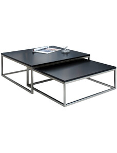 Moebel Living Set dvou černých konferenčních stolků Glam 75/65 cm