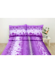 Tegatex Povlečení bavlna - květy fialové 70*90 cm, 140*200 cm