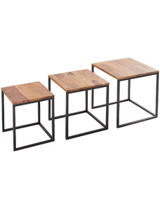 Moebel Living Set masivních sheeshamových odkládacích stolků Giraco 30/35/40 cm