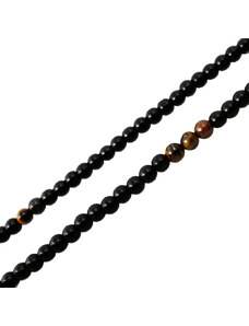 BM Jewellery Korálkový řetízek 70 x 0,64 cm z černý lesklý achát, tygří oko S11099080