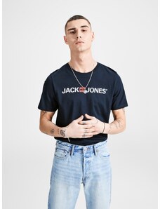 Jack & Jones Modré tričko s potiskem & Jones - Pánské