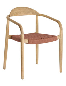 Dřevěná jídelní židle Kave Home Nina s červeným výpletem