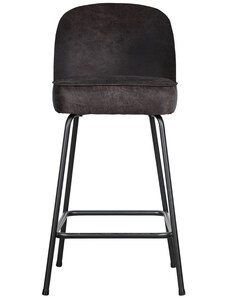 Hoorns Černá kožená barová židle Tergi 65 cm