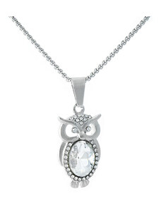 BM Jewellery Náhrdelník sova se zirkony a krystalem z chirurgické oceli S11074110