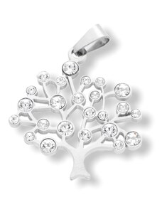 Ewena Přívěsek stříbrný strom života s krystaly z chirurgické oceli