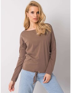 BASIC Hnědé dámské tričko s dlouhými rukávy -brown Hnědá
