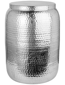 Moebel Living Stříbrný kovový odkládací stolek Cuvre 35cm