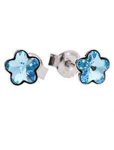 Šperky LAFIRA Style Stříbrné puzety náušnice Flowers Aquamarine