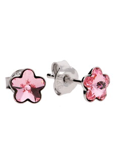 Šperky LAFIRA Style Stříbrné puzety náušnice Flowers Light Rose