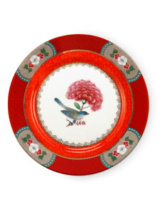 Pip Studio Blushing Birds red, talíř, průměr 17cm, červený