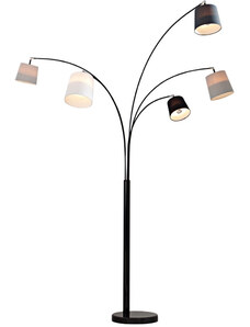 Moebel Living Šedá kovová stojací lampa Malcolm 200 cm